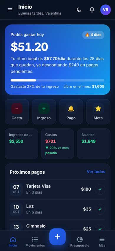 Modo oscuro en MisFinanzasApp